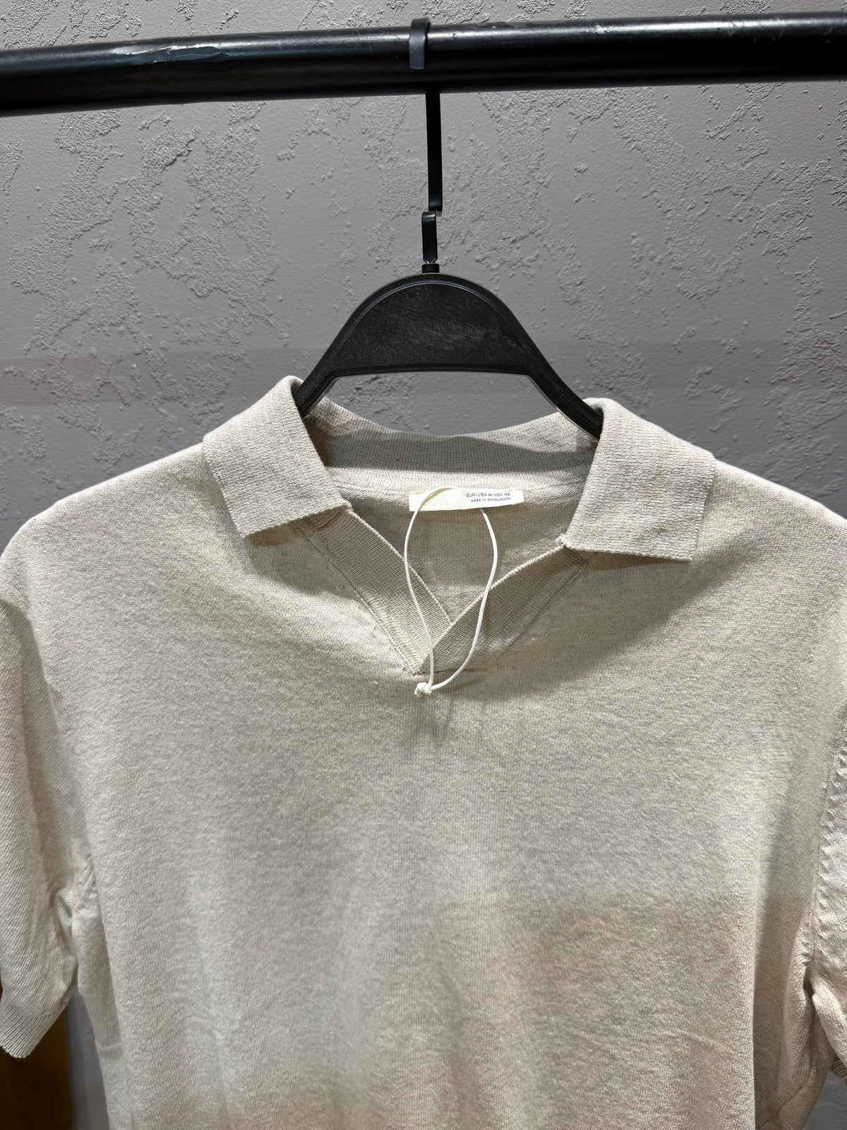 ZARA Heritage Knit Polo – white beige