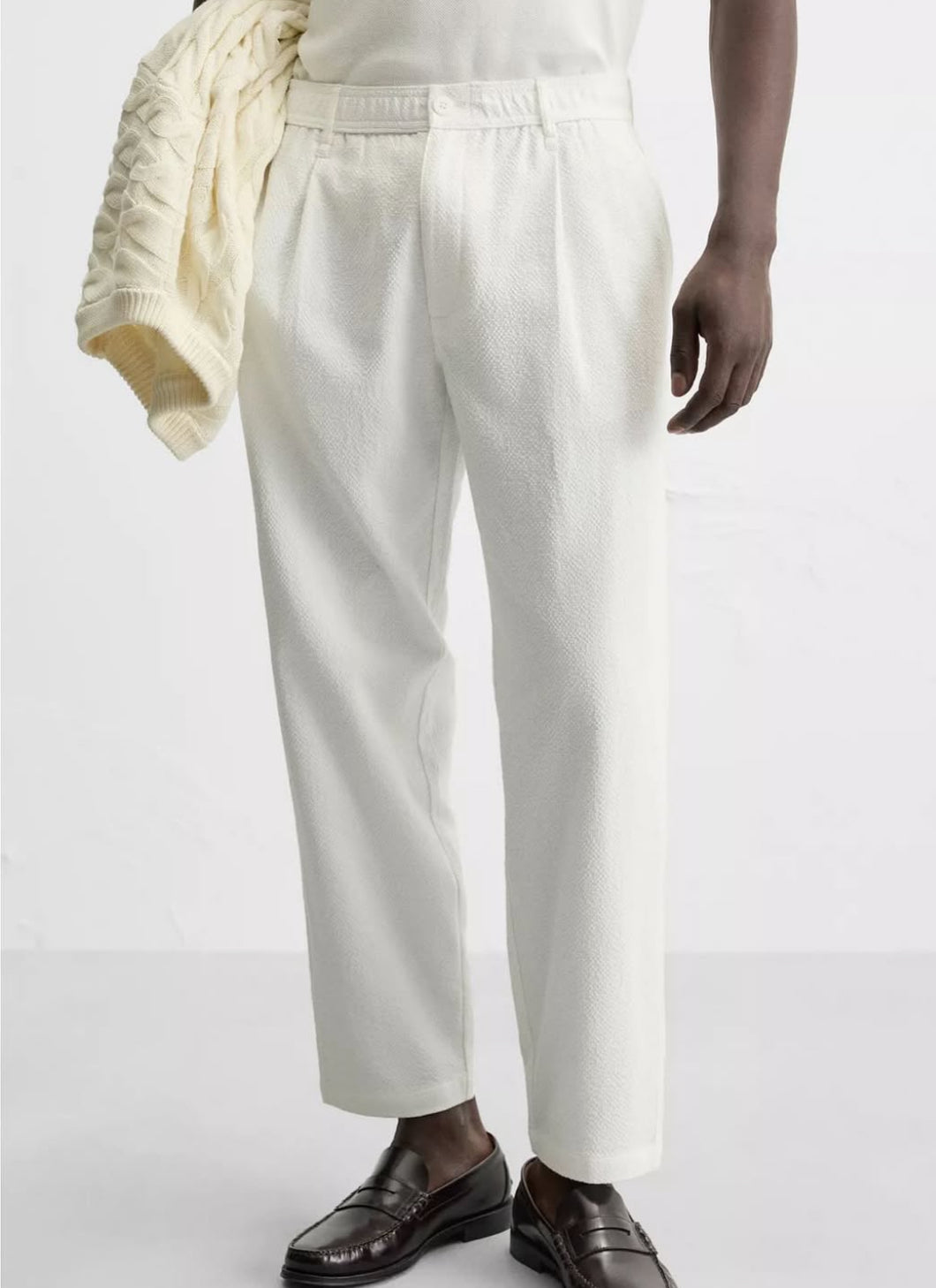 ZARA _ TEXTURED PLEATED TROUSERS