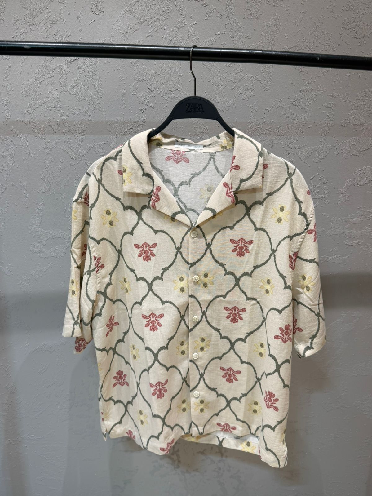 ZARA Resort Print Shirt – Sandstone Beige