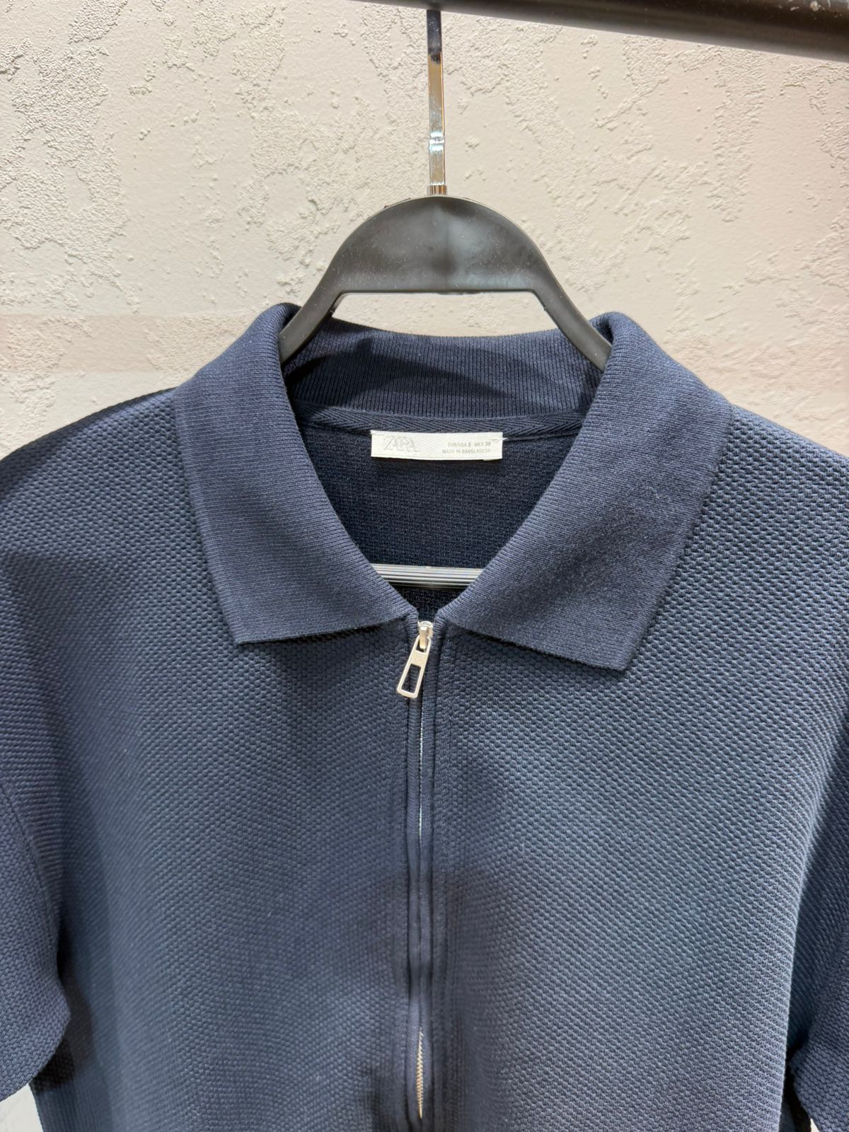 ZARA Zipper Polo – Navy