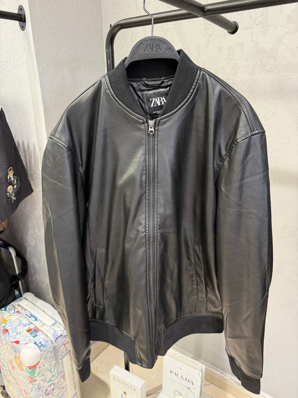 LEATHER EFFECT BOMBER JACKET