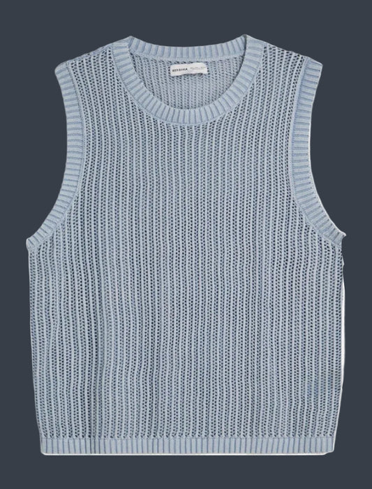 BERSHKA Essential Ribbed Tank Top – Grey