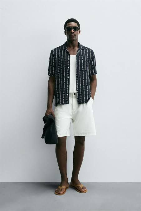 ZARA Striped Shirt – Navy