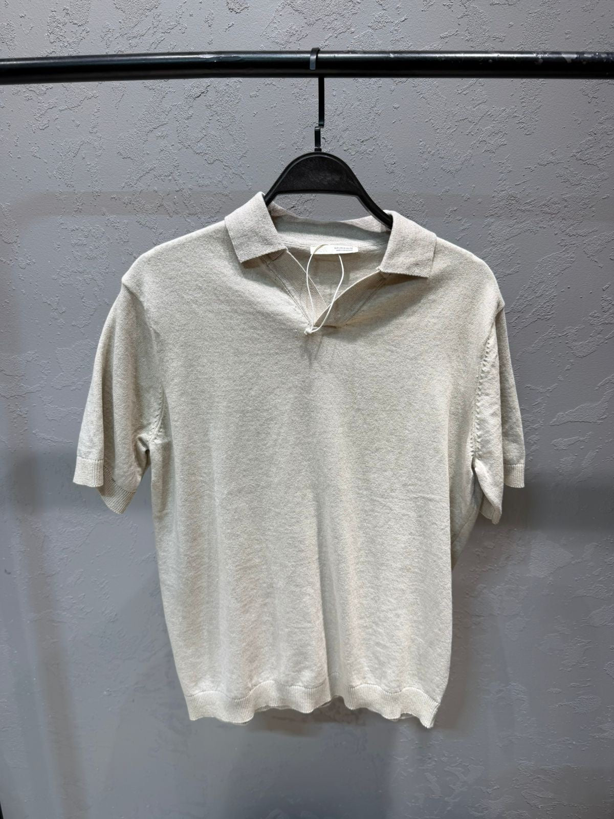 ZARA Heritage Knit Polo –  white beige