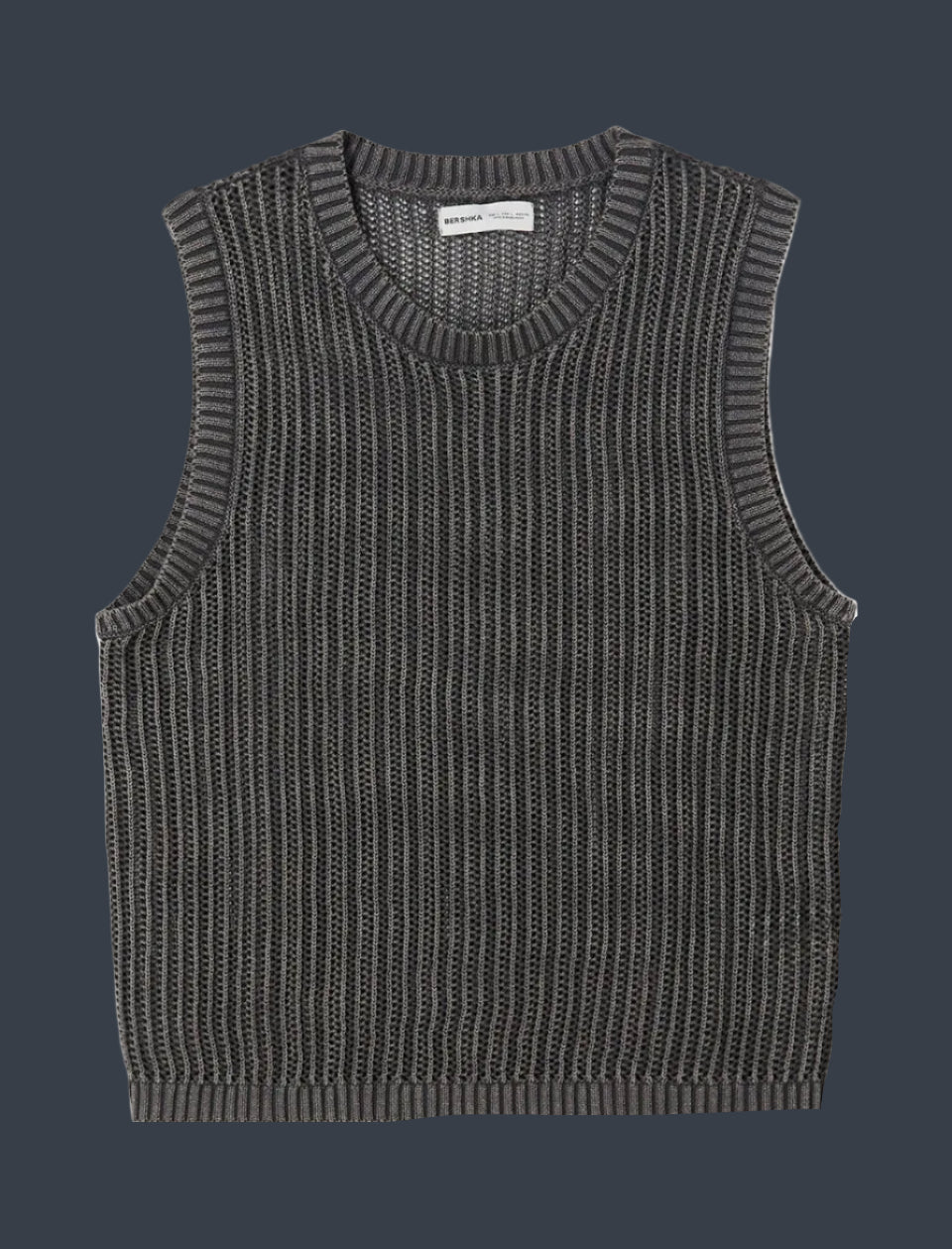 BERSHKA Essential Ribbed Tank Top – Black