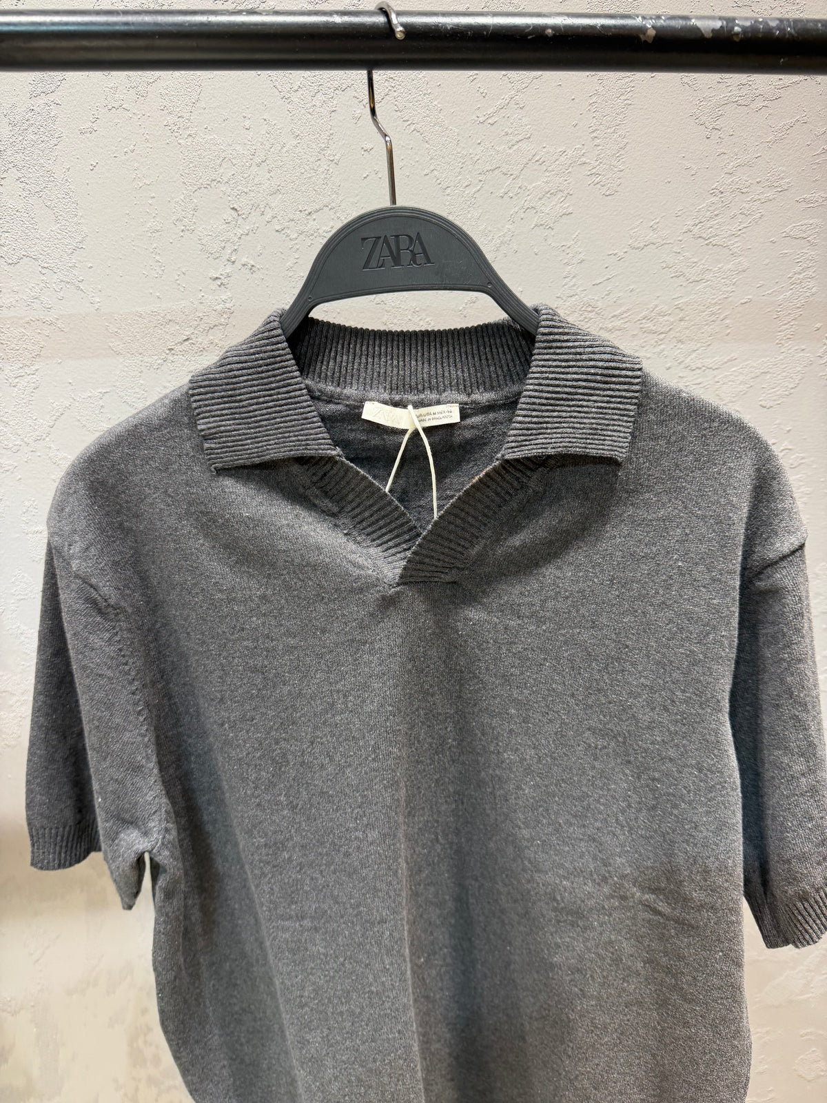 ZARA Heritage Knit Polo – dark grey