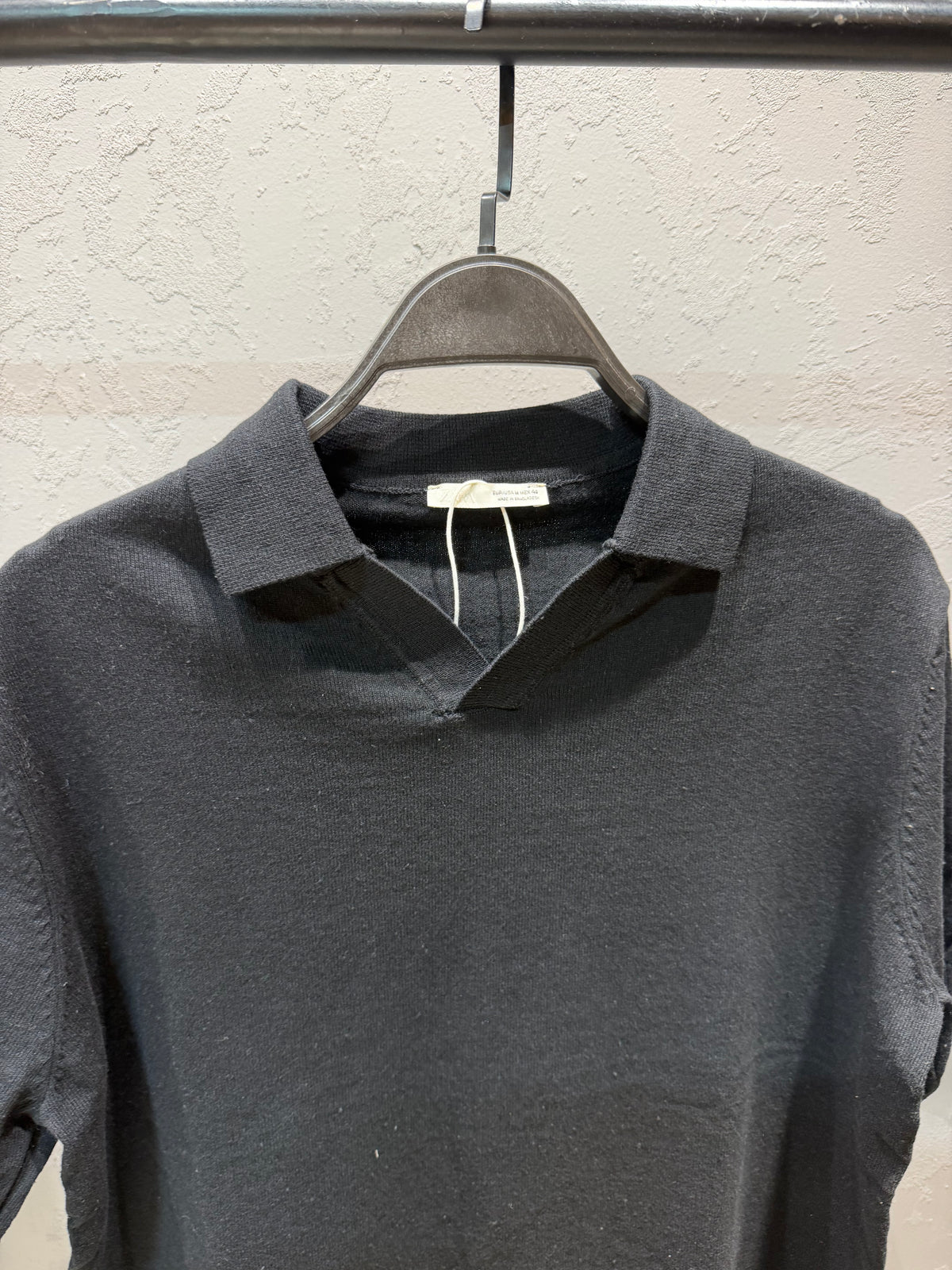ZARA Heritage Knit Polo – Black