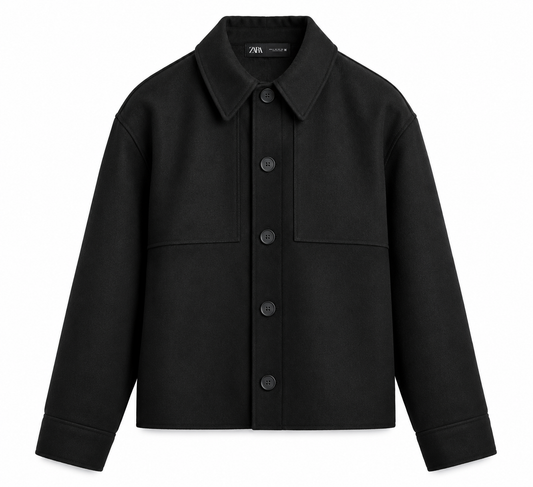Zara Structured Button-Up Overshirt – Black