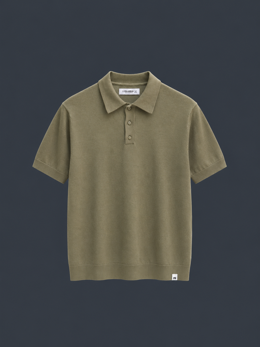 PULL&BEAR Signature Knit Polo – Olive