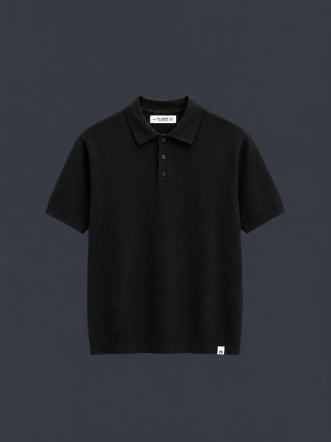 PULL&BEAR Signature Knit Polo – Midnight Black