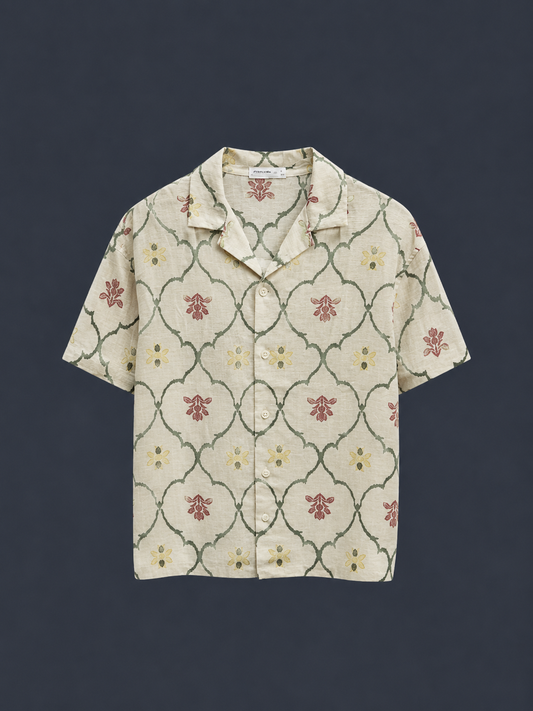 ZARA Resort Print Shirt – Sandstone Beige