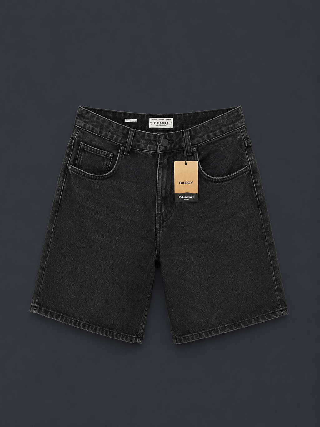 PULL&BEAR Relaxed Denim Shorts – Washed Black