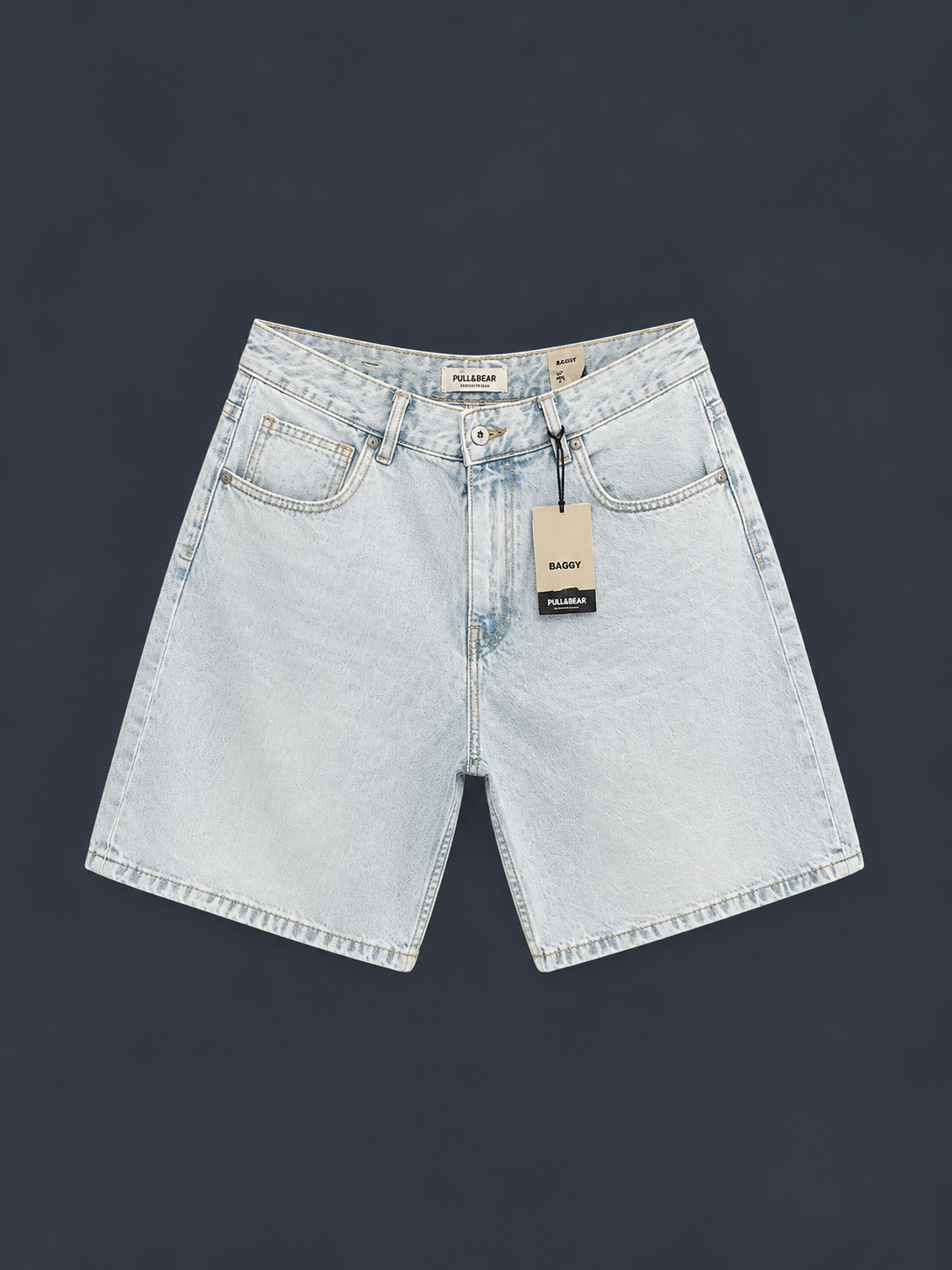 PULL&BEAR Relaxed Denim Shorts – White Wash