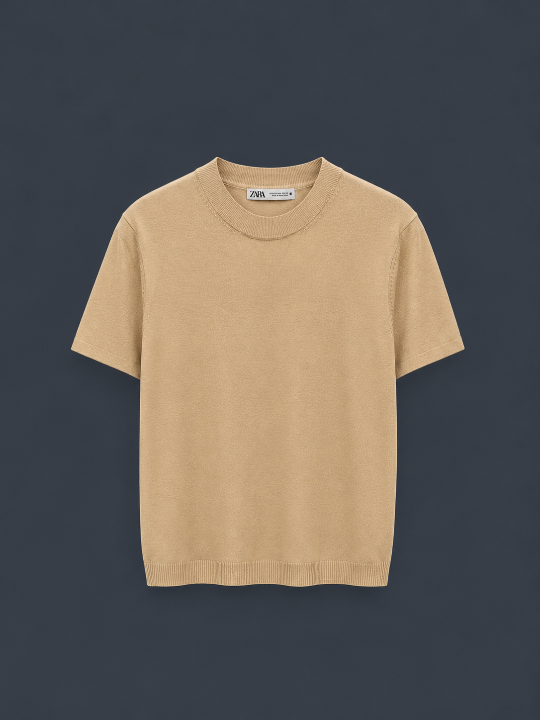 ZARA Essential Slim Fit T-Shirt – Sand