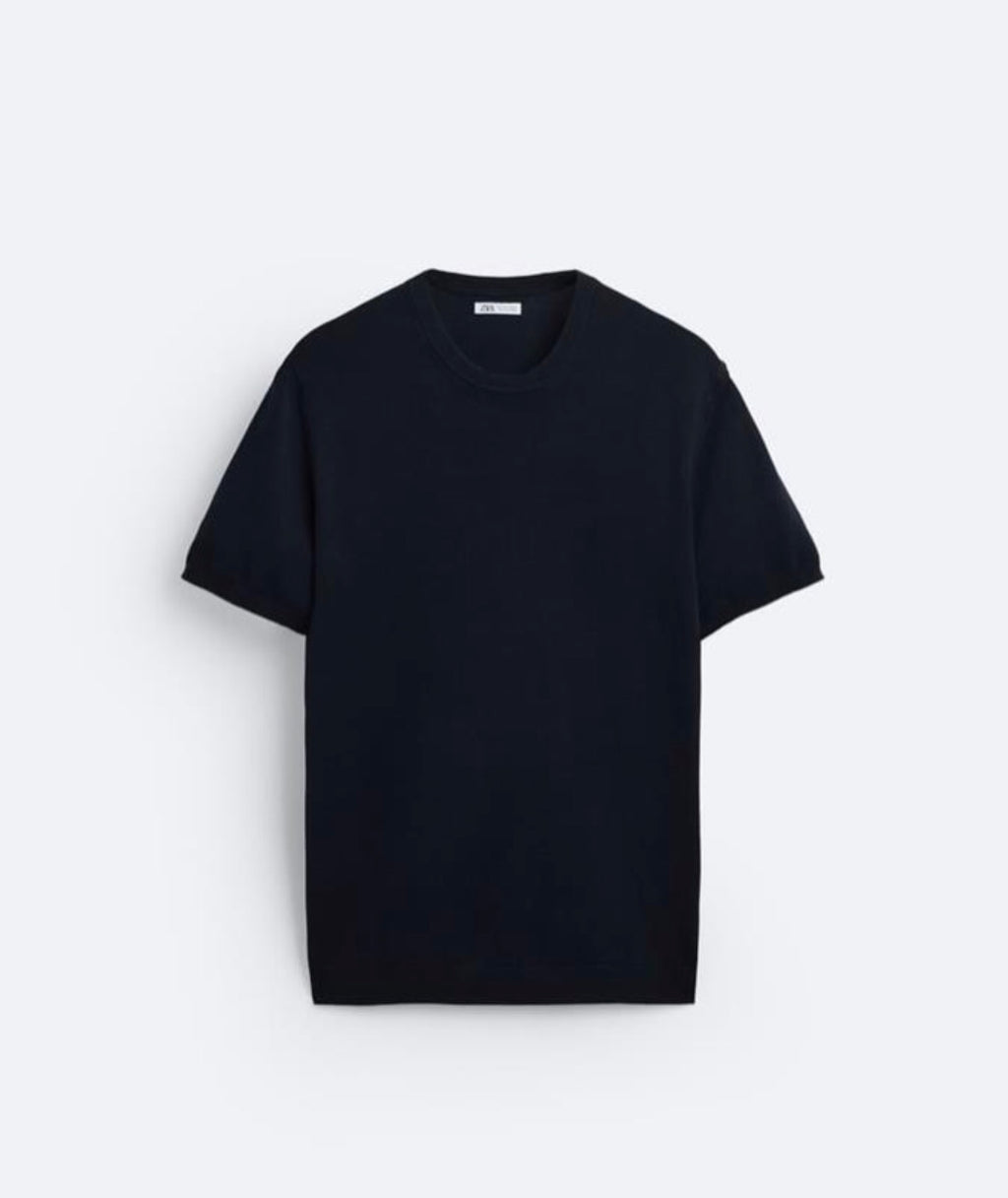 ZARA Essential Crew Neck T-Shirt - NAVY