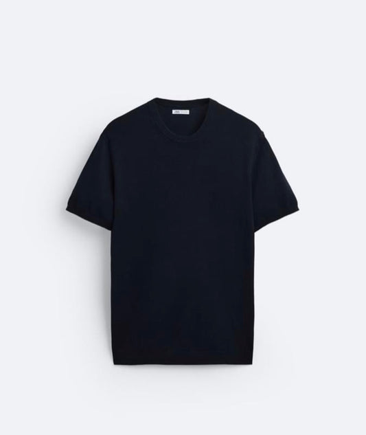 ZARA Essential Crew Neck T-Shirt - NAVY