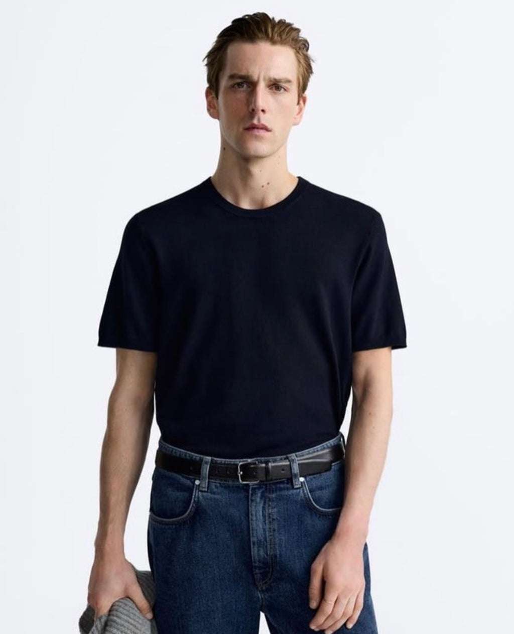 ZARA Essential Crew Neck T-Shirt - NAVY