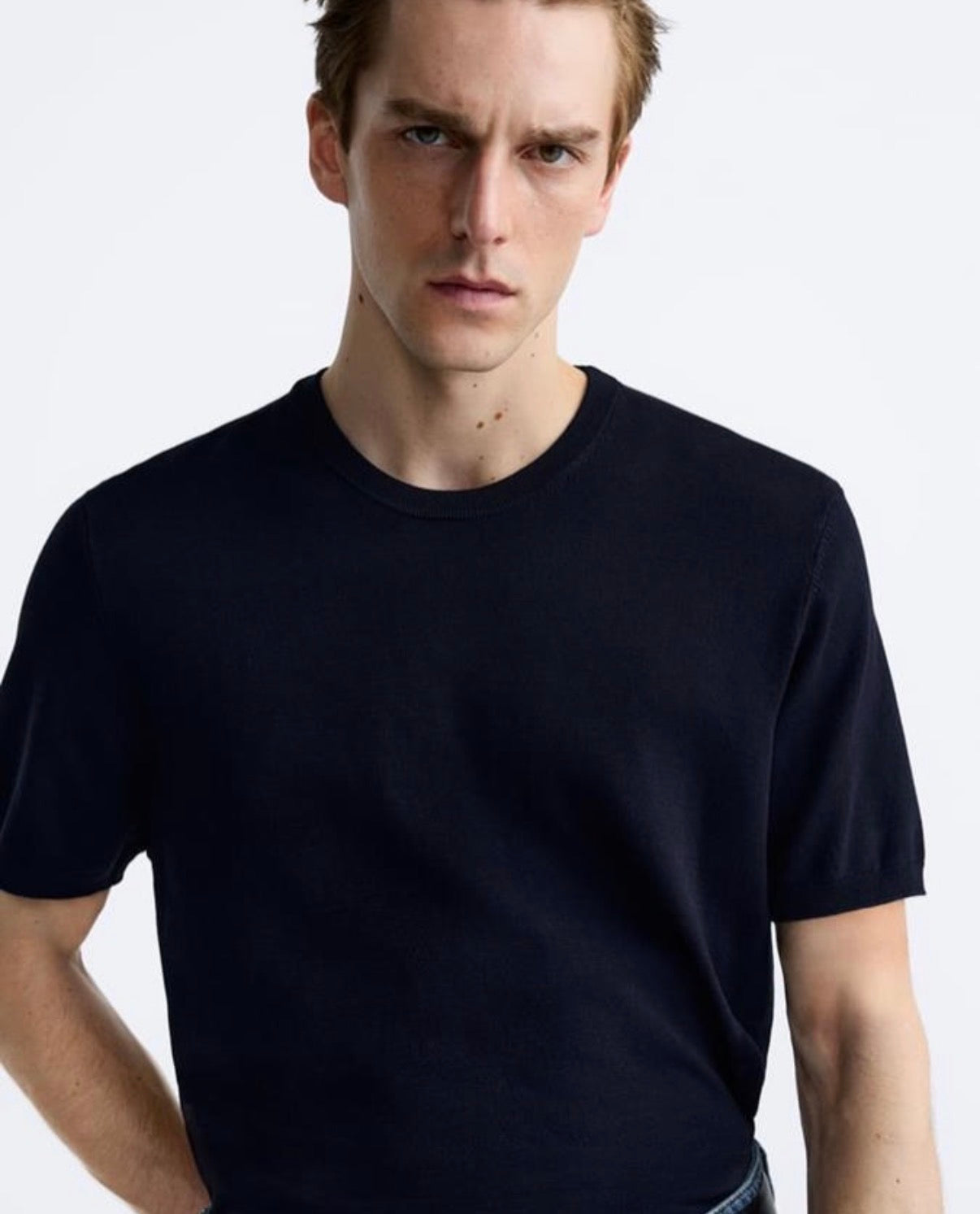 ZARA Essential Crew Neck T-Shirt - NAVY