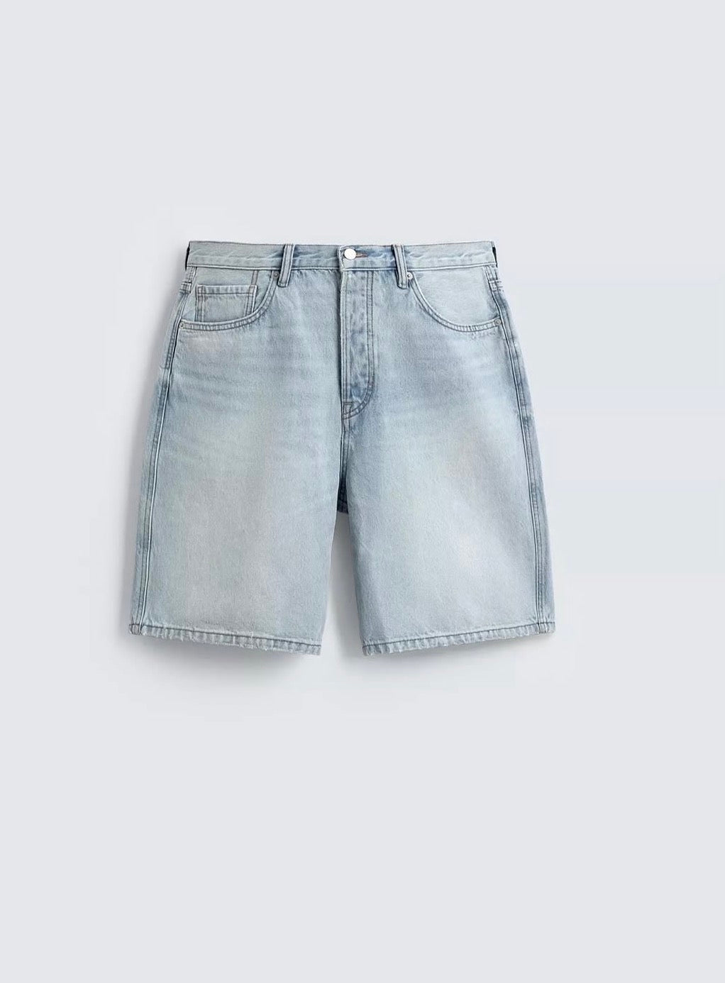 PULL&BEAR Relaxed Fit Denim Shorts – Washed Light Blue