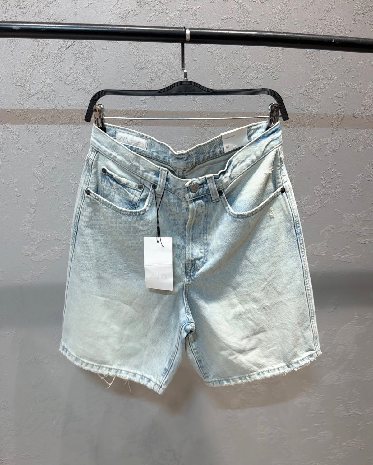 ZARA Heritage Denim Shorts – Washed Light Blue