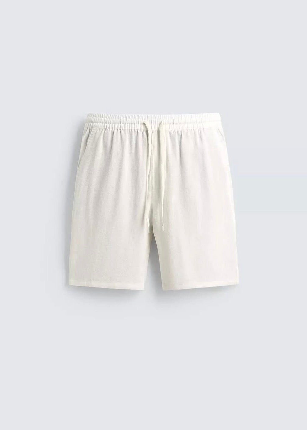 PULL&BEAR Relaxed Fit Linen Shorts – WHITE