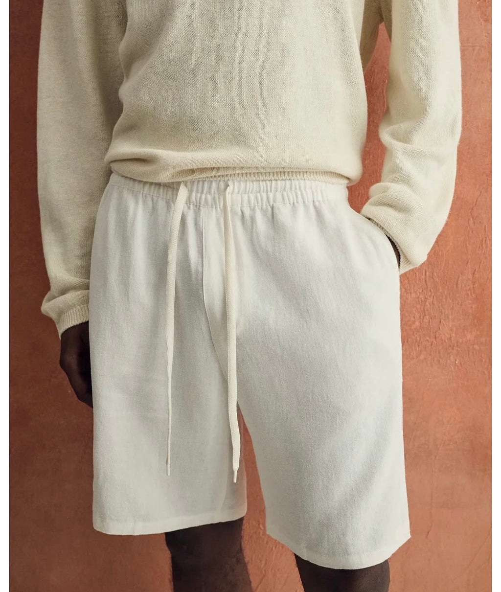 PULL&BEAR Relaxed Fit Linen Shorts – WHITE