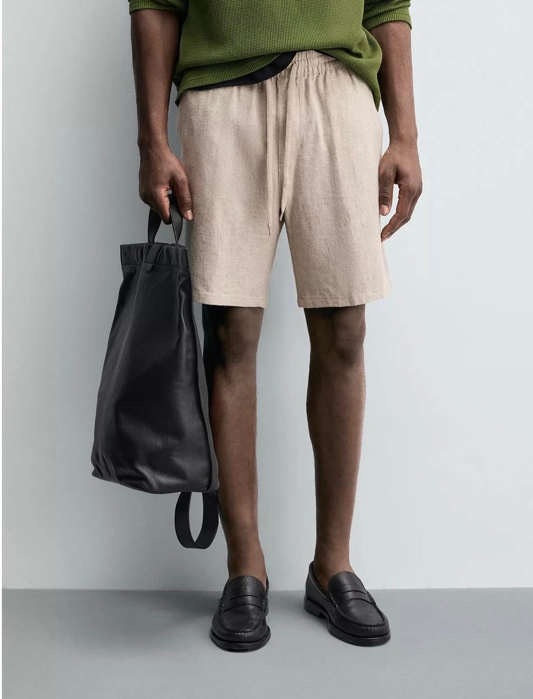 PULL&BEAR Relaxed Fit Linen Shorts – Sand