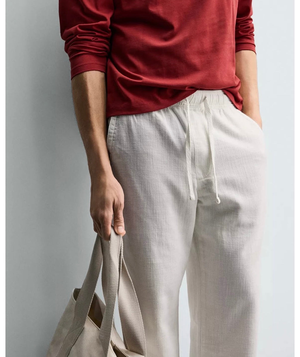 ZARA Cotton Linen Trousers – Off White