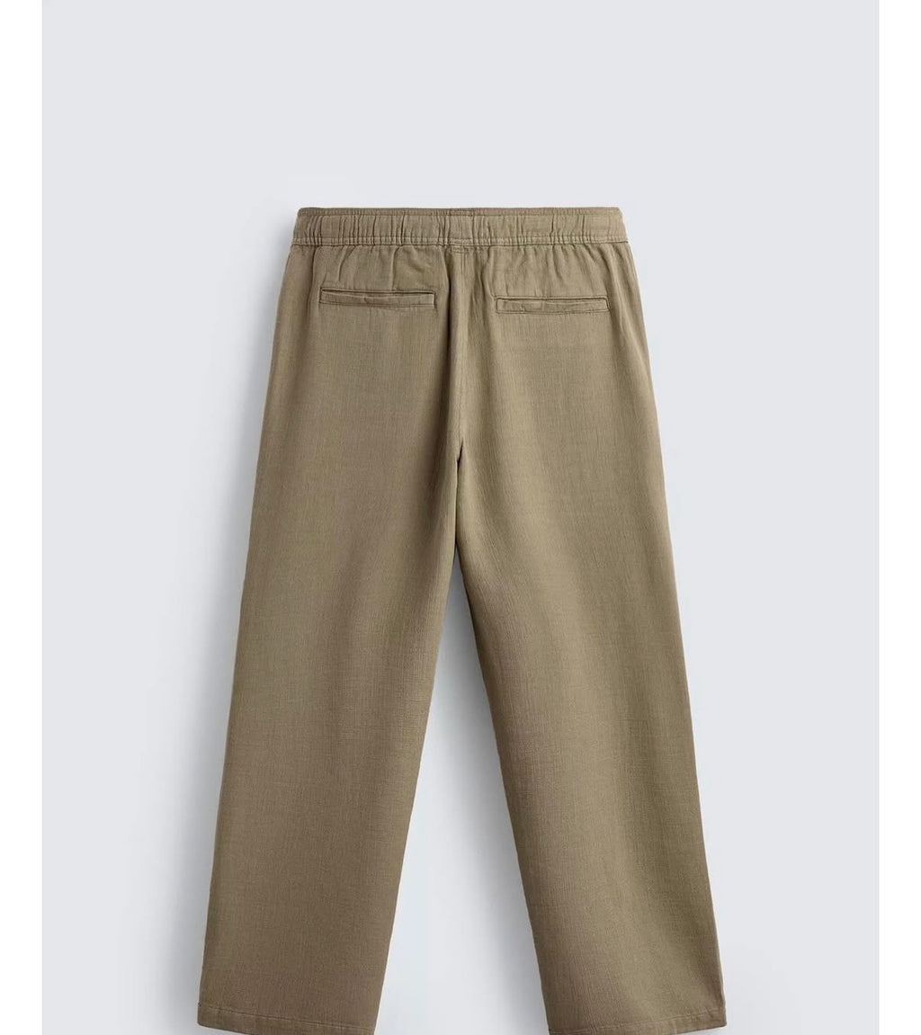 ZARA Cotton Linen Trousers – Khaki
