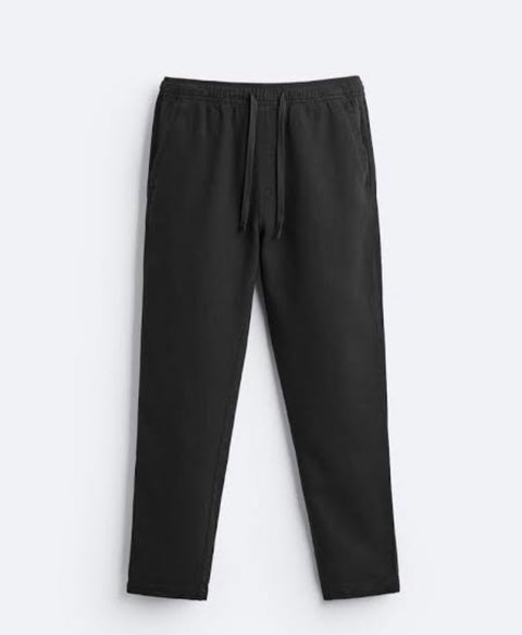 ZARA Straight Fit Linen Trousers – BLACK