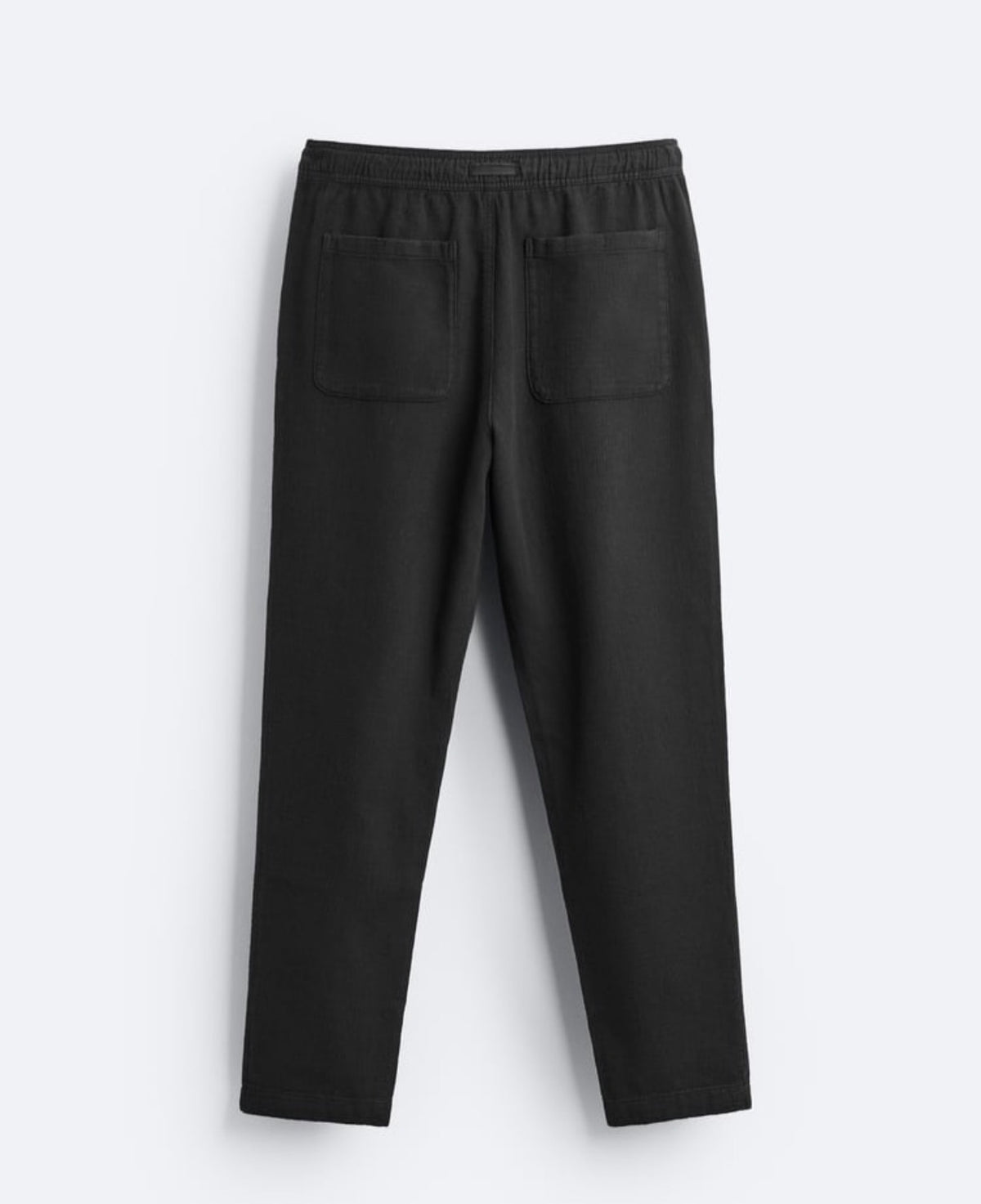ZARA Straight Fit Linen Trousers – BLACK