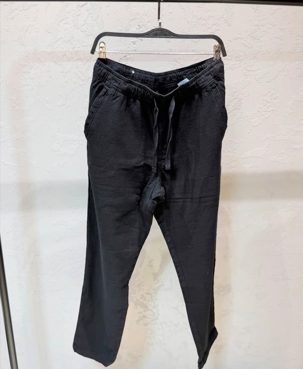 ZARA Straight Fit Cotton Linen Trousers – BLACK