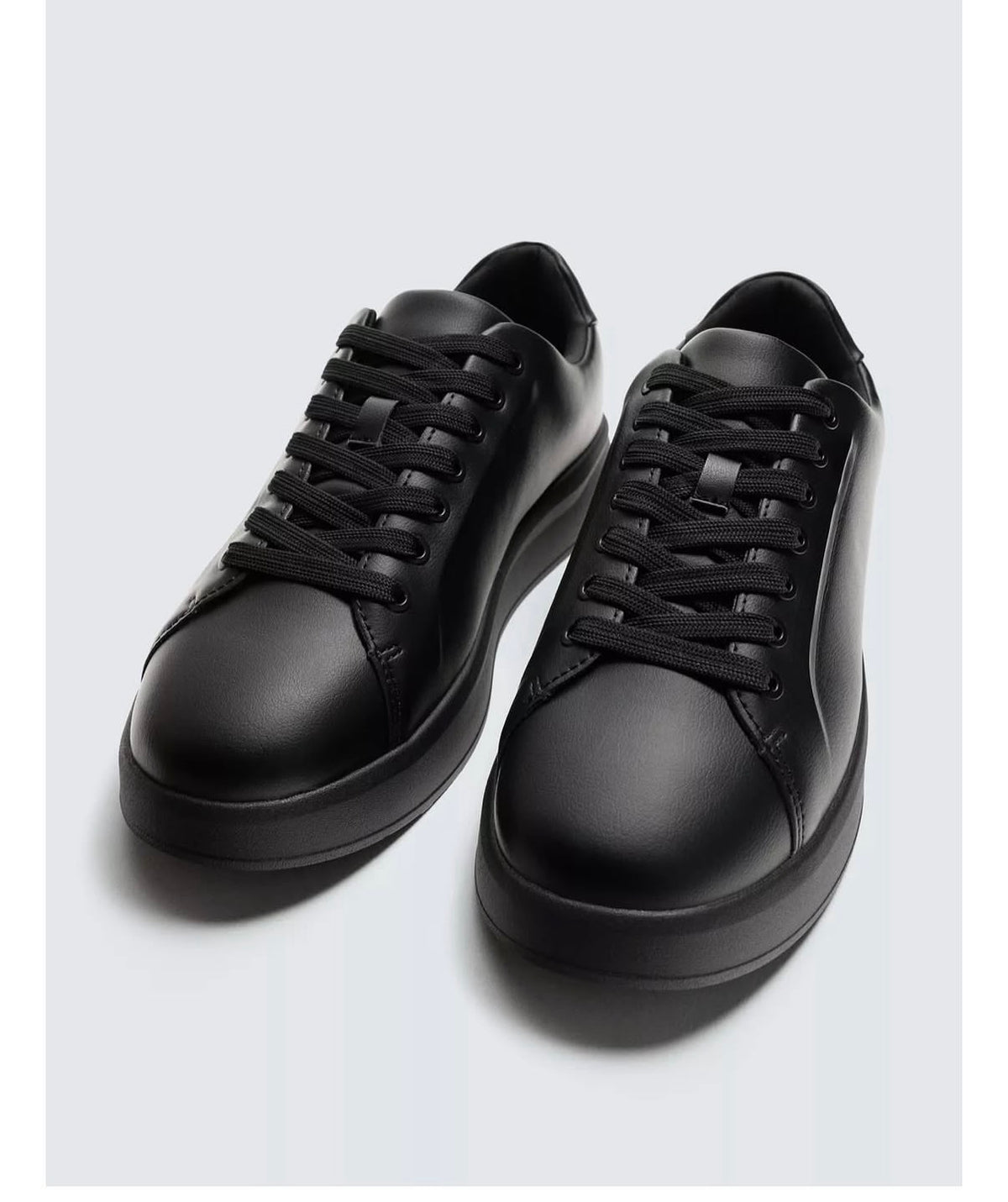 ZARA Minimal Leather Sneakers – Black