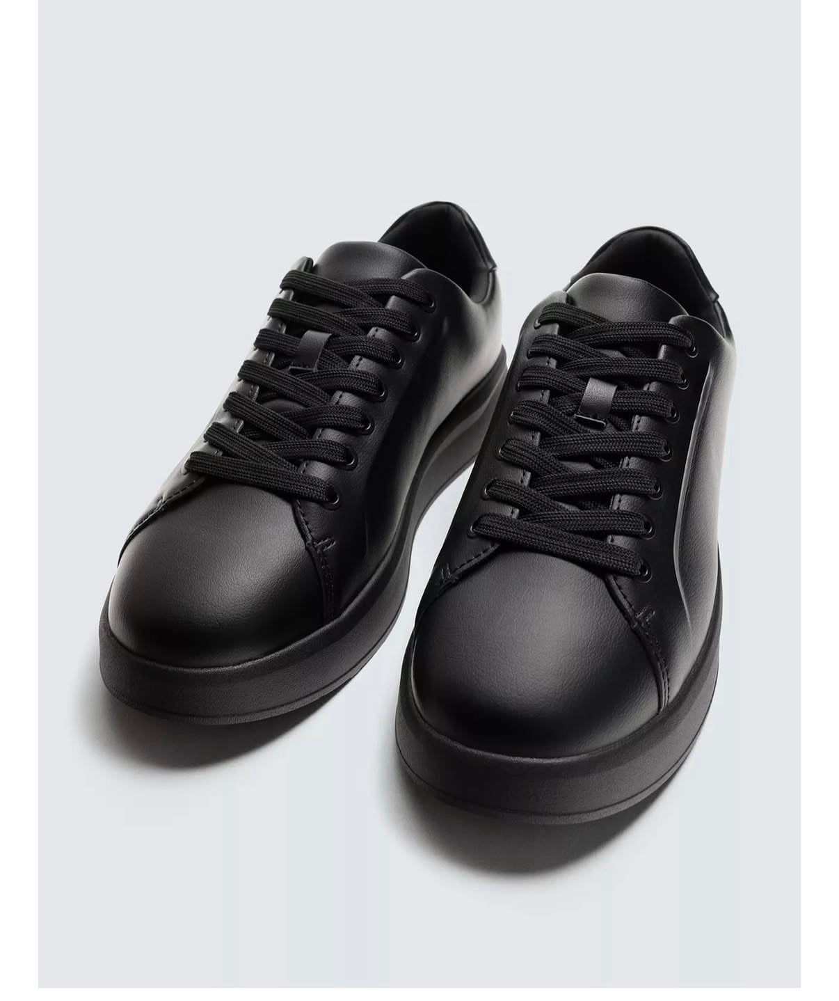 ZARA Minimal Leather Sneakers – Black