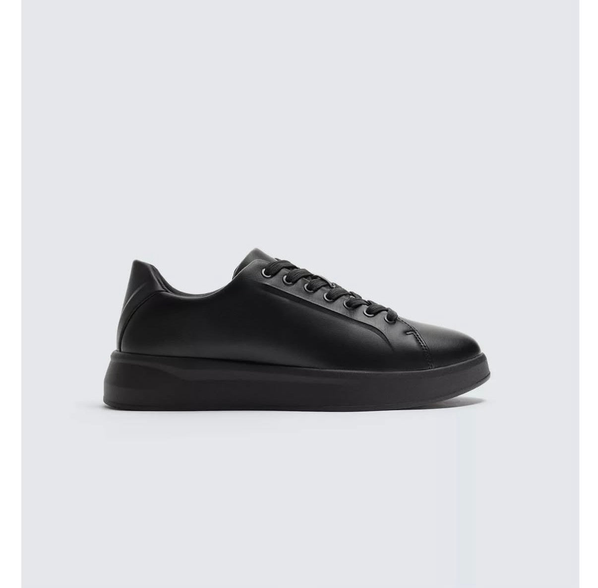 ZARA Minimal Leather Sneakers – Black