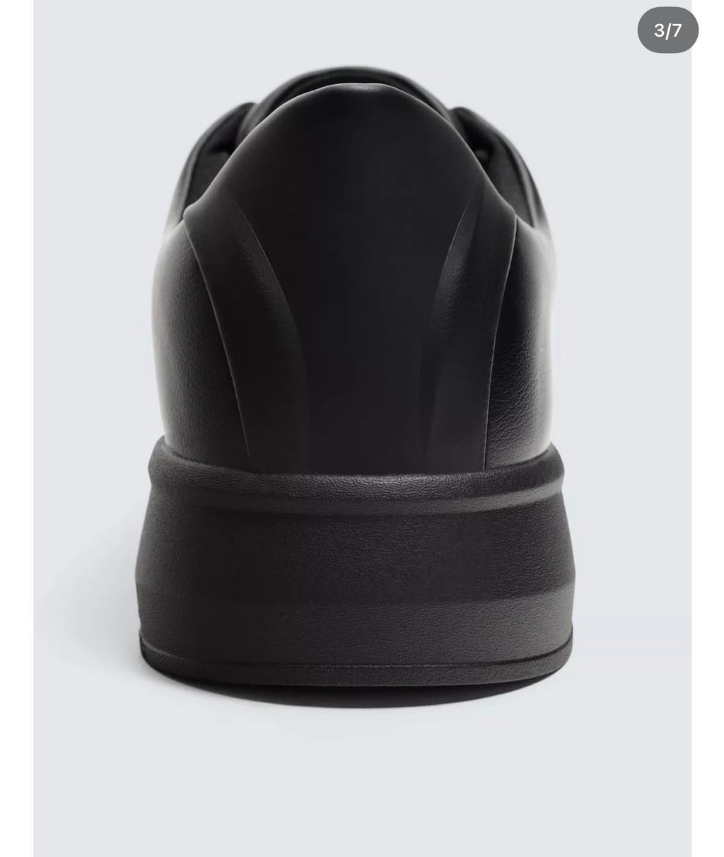 ZARA Minimal Leather Sneakers – Black