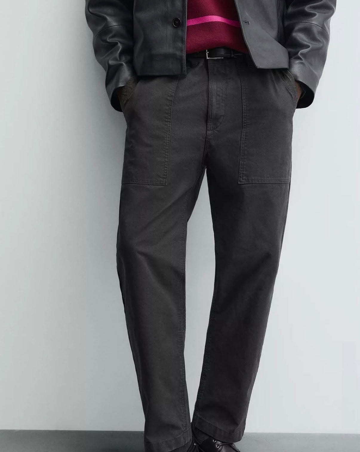 WASHED STRAIGHT-LEG TROUSERS