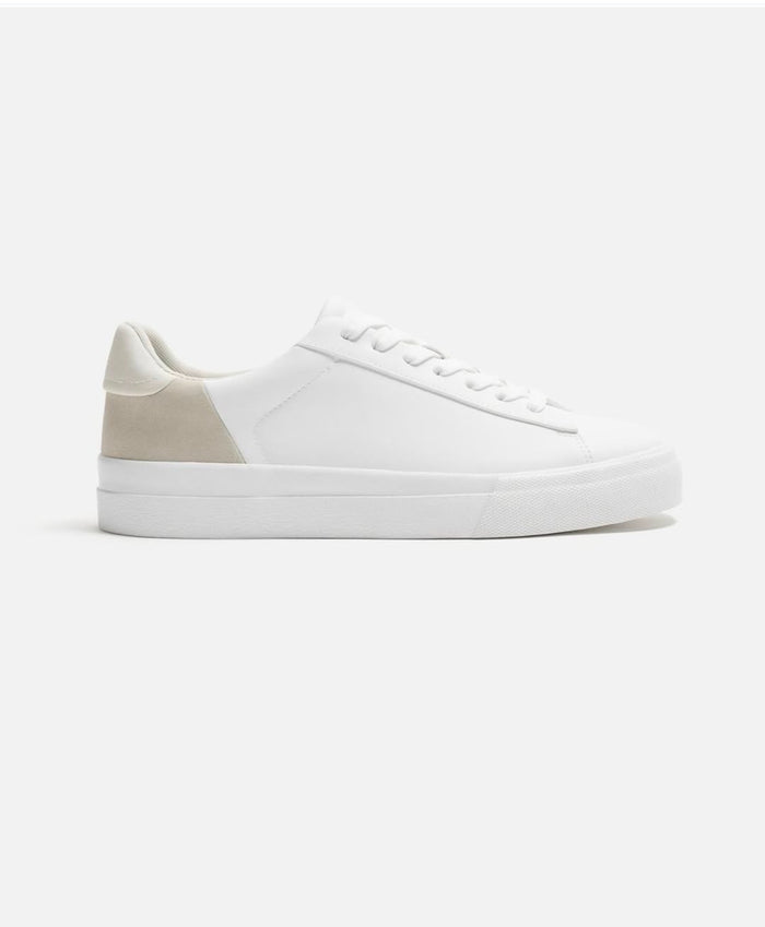 ZARA Contrast Panel Trainers - WHITE