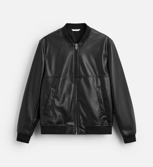 LEATHER EFFECT BOMBER JACKET