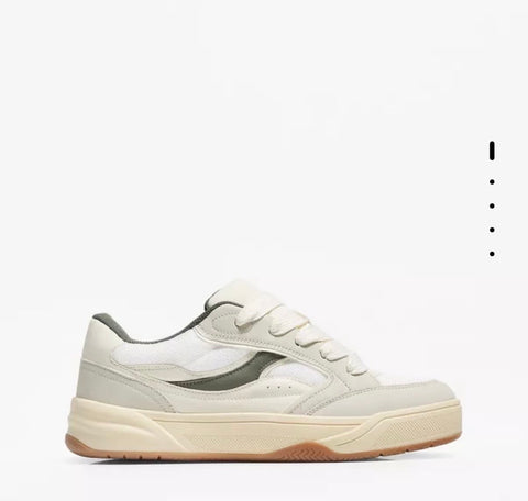 BERSHKA Street Court Sneakers – White Grey