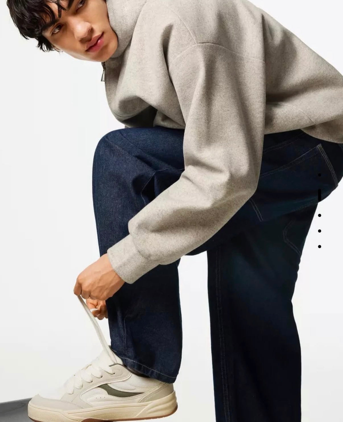 BERSHKA Street Court Sneakers – White Grey