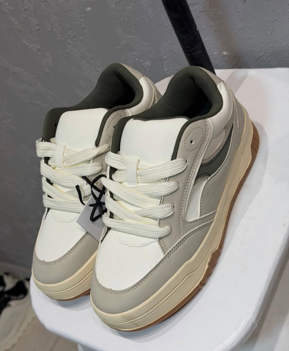 BERSHKA Street Court Sneakers – White Grey