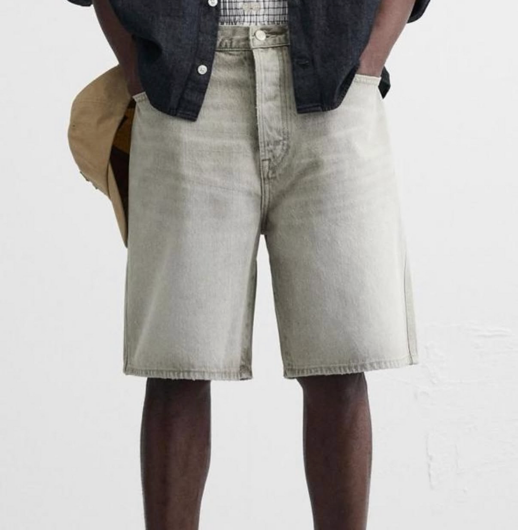 PULL&BEAR Relaxed Fit Denim Shorts – Ecru