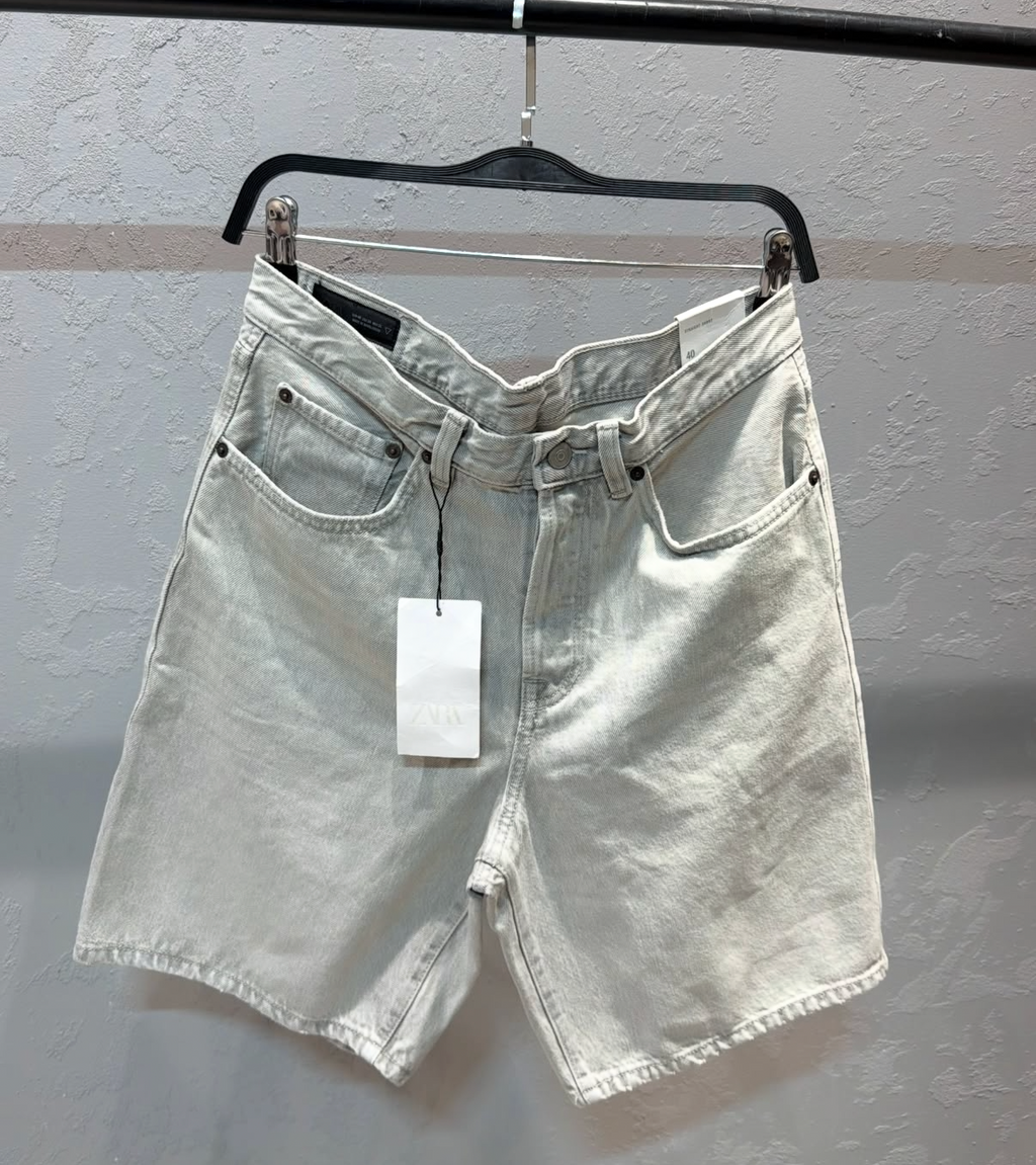 PULL&BEAR Relaxed Fit Denim Shorts – Ecru
