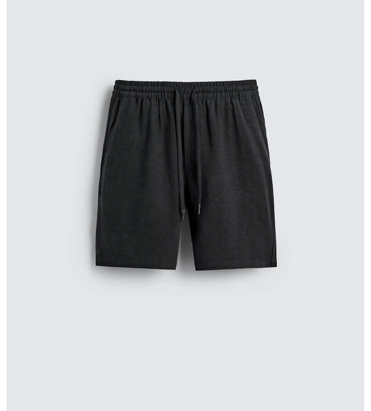 Zara Relaxed Fit Linen Shorts – Black