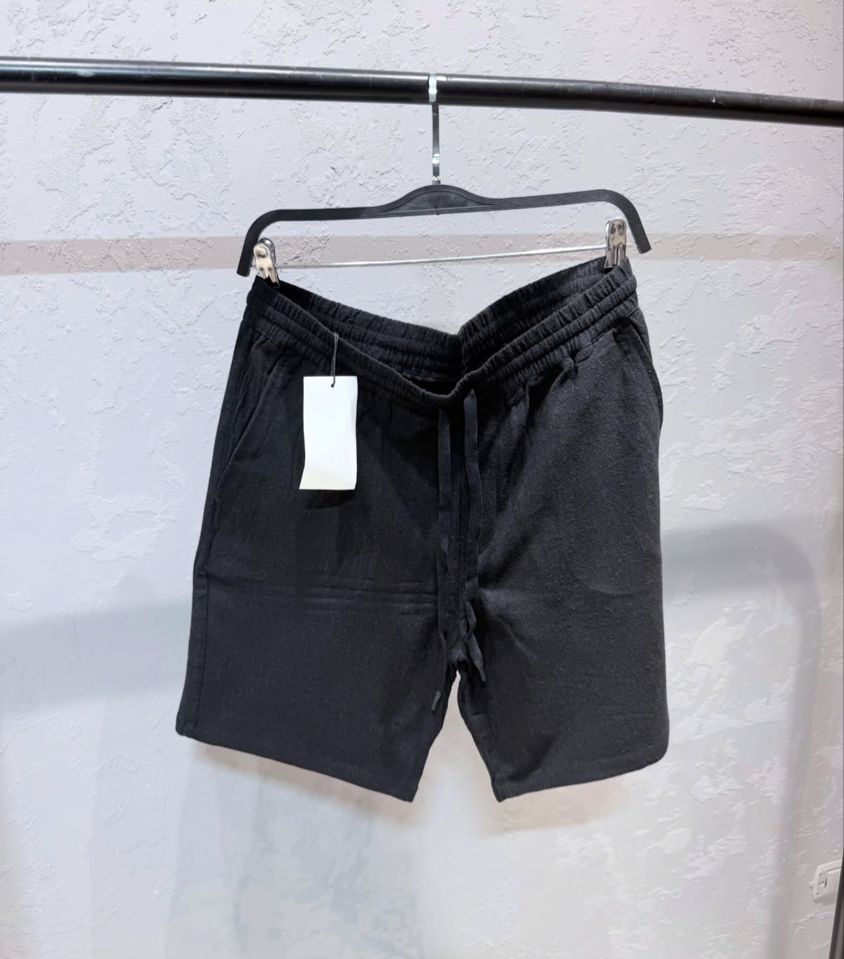 PULL&BEAR Relaxed Fit Linen Shorts – Black