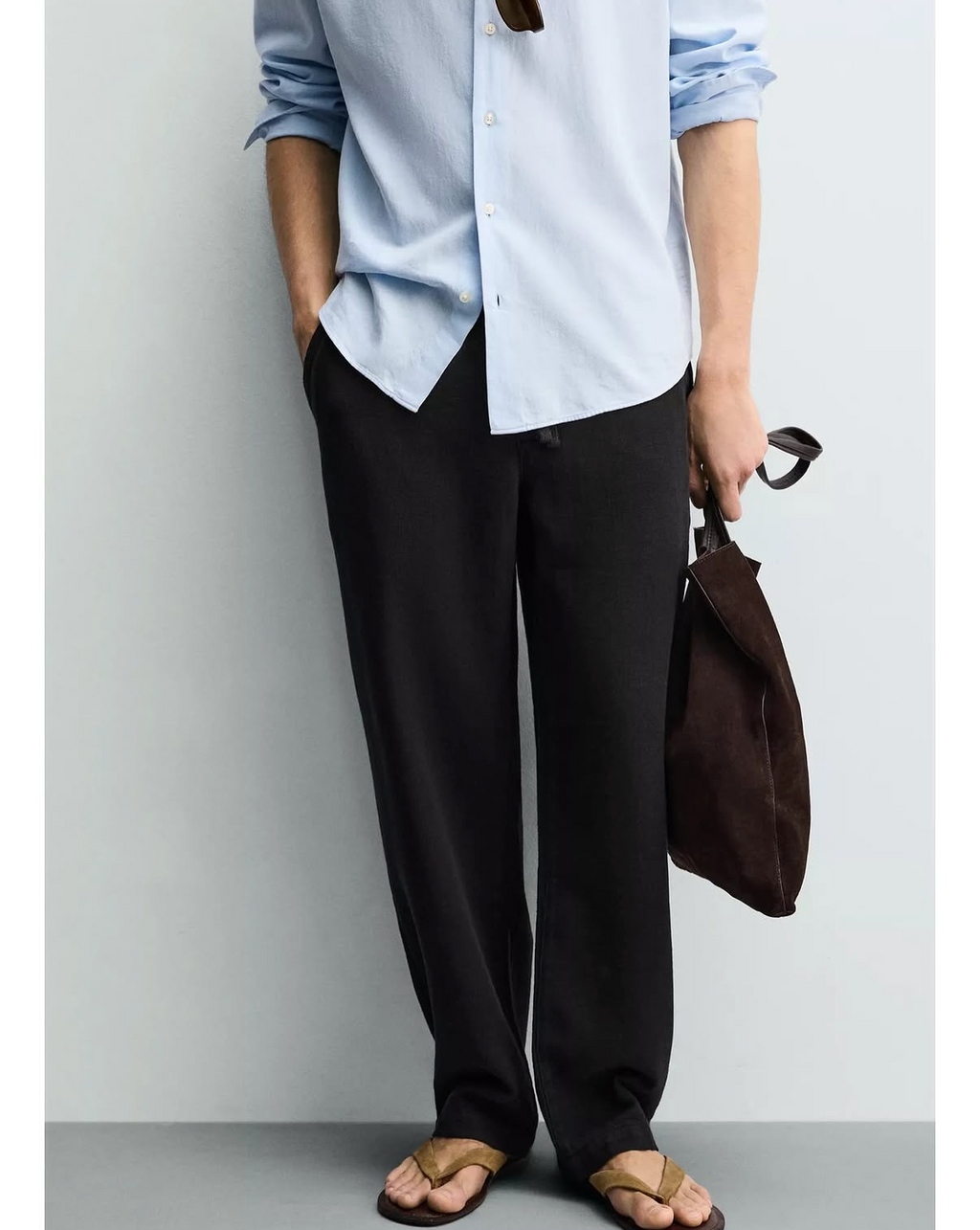 ZARA Cotton Linen Trousers – BLACK