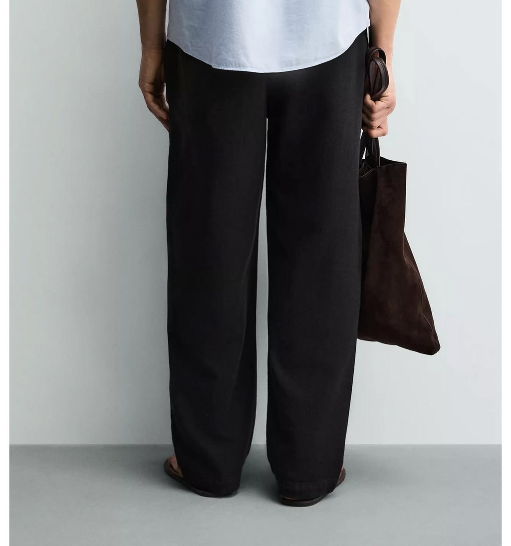 ZARA Cotton Linen Trousers – BLACK
