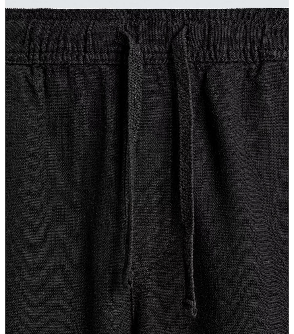ZARA Cotton Linen Trousers – BLACK