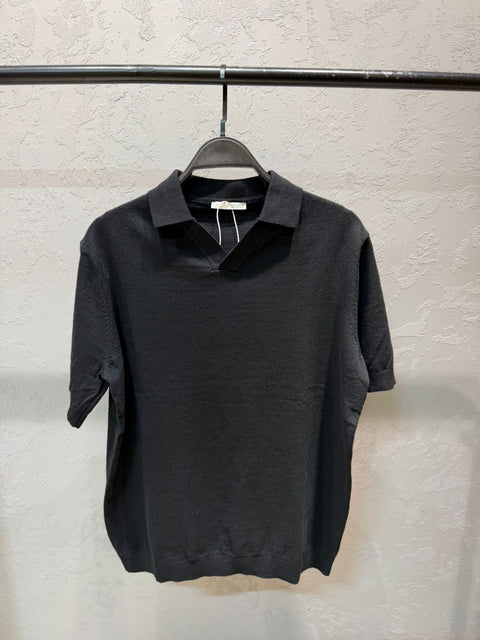 ZARA Heritage Knit Polo – Black